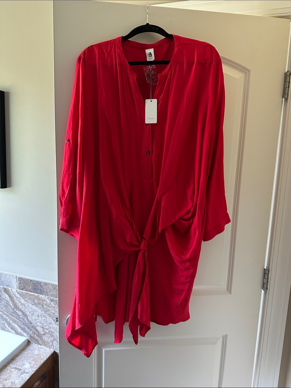 Flawless 2XL Button Up Red Tie Dress